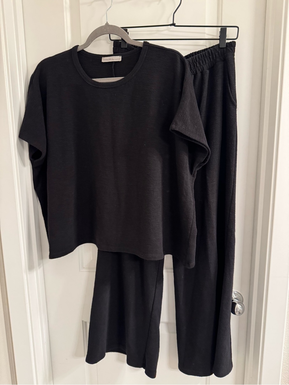 Zenana Outfitters Black Knit Lounge Set
